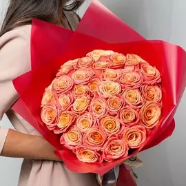 Л'Этуаль Flowers Букет из персиковых роз 35 шт.