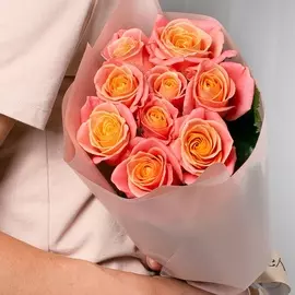 Л'Этуаль Flowers Букет из персиковых роз 9 шт.