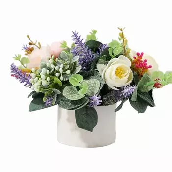 ЛЬНЯНКА HOME Искусственные цветы для декора. Цветочная композиция в горшке