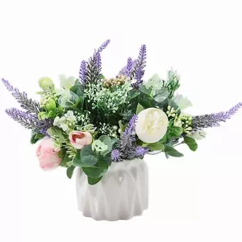 ЛЬНЯНКА HOME Цветы в горшке. Цветочная композиция из искусственных цветов