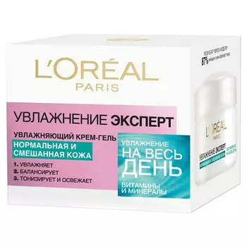 L'ORÉAL PARIS Крем-гель для лица "Увлажнение Эксперт" увлажняющий, для нормальной и смешанной кожи