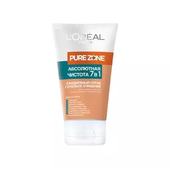 L'ORÉAL PARIS Скраб для лица "Pure Zone, Глубокое очищение 7 в 1", против прыщей и черных точек