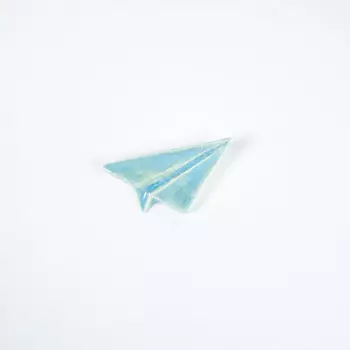LA PALME ARTISAN CERAMICA Брошь-значок из керамики Оригами Самолетик Голубой лед Б