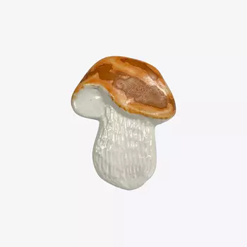 LA PALME ARTISAN CERAMICA Брошь-значок из керамики Гриб белый Л