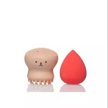 LA ROSA Набор Спонж-массажер для умывания + спонж для макияжа