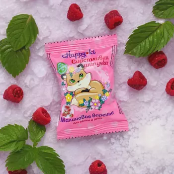 LABORATORY KATRIN Бомбочка для ванны Happiki "Счастливая шипучка" малиновое варенье 40.0