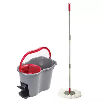 LAIMA Набор для уборки, ведро 14л/7л с отжимом, швабра с круглой насадкой