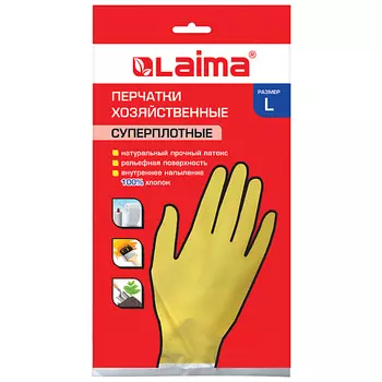 LAIMA Перчатки хозяйственные латексные Премиум