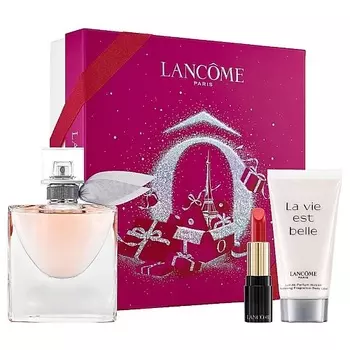 LANCOME Набор La Vie Est Belle: Парфюмерная вода + Лосьон для тела + Помада L'Absolu Rouge Cream