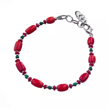 LANZEROTTI Браслет Crespino с кораллом и малахитом