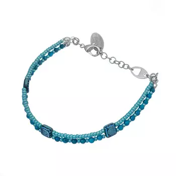 LANZEROTTI Браслет, Коллекция Atlantide, двойной, с бирюзой, кристаллами и мурано