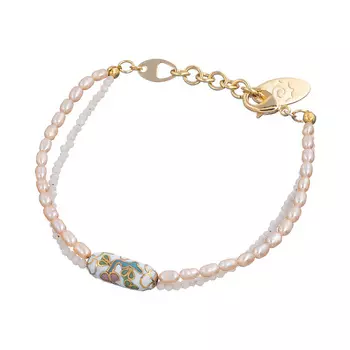 LANZEROTTI Браслет, Pesca, двойной, жемчуг, бусина, кристаллы