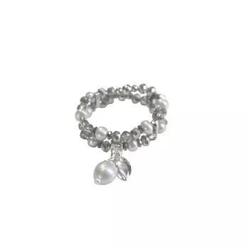 LANZEROTTI Кольцо стрейч, жемчуг, кристаллы, гематит