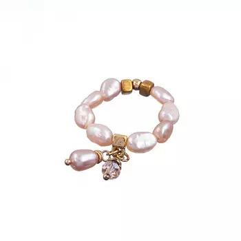 LANZEROTTI Кольцо, Pesca, стрейч, с жемчугом и кристаллами 1.0