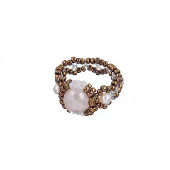 LANZEROTTI Кольцо, Pesca, стрейч, с жемчугом и розовым кварцем 1.0