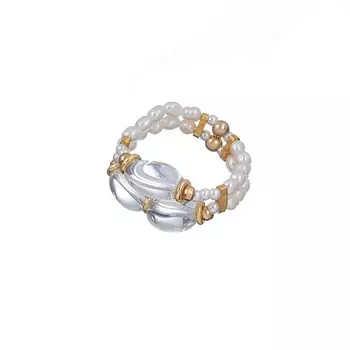 LANZEROTTI Кольцо, Splendore, стрейч, с жемчугом и хрусталем 0.18