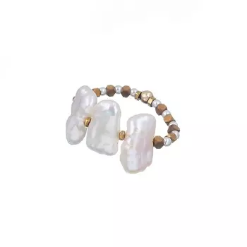 LANZEROTTI Кольцо, Splendore, стрейч, с жемчугом и гематитом 0.18