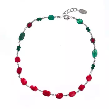 LANZEROTTI Колье Crespino коралл, флюорит, агат и мурано