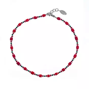 LANZEROTTI Колье Crespino с кораллом и малахитом