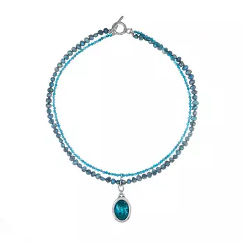 LANZEROTTI Колье, Коллекция Atlantide, двойное, жемчуг, муранское стекло, апатит