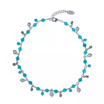 LANZEROTTI Колье, Коллекция Atlantide, с амазонитом, жемчугом и агатом