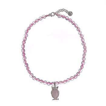 LANZEROTTI Колье, Monroe, с розовым кварцем и подвеской-филин