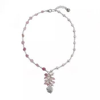 LANZEROTTI Колье, Monroe, с розовым кварцем и жемчугом
