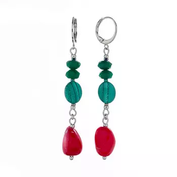 LANZEROTTI Серьги Crespino с кораллом, агатом и малахитом