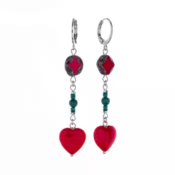 LANZEROTTI Серьги Crespino с кораллом, мурано и малахитом