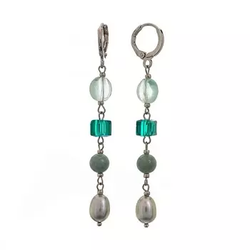 LANZEROTTI Серьги Ispirazione, жад, жемчуг, кристалл, флюорит