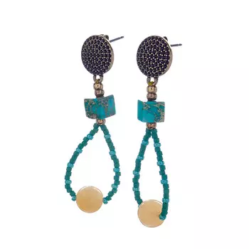 LANZEROTTI Серьги, Коллекция Atlantide, с яшмой, жадом и кристаллами