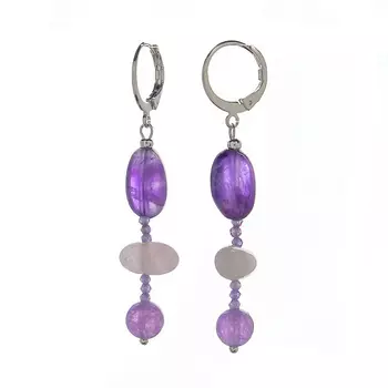 LANZEROTTI Серьги, Monroe, аметист, розовый кварц, морганит