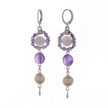 LANZEROTTI Серьги, Monroe, морганит, аметист, жемчуг
