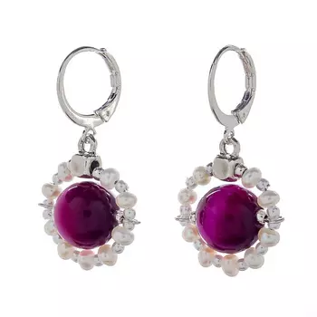 LANZEROTTI Серьги, Monroe, тигровый глаз, жемчуг