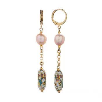 LANZEROTTI Серьги, Pesca, с жемчугом и бусиной расписанной вручную