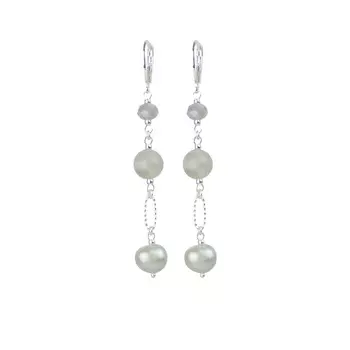 LANZEROTTI Серьги с жемчугом, лабрадоритом и кристаллом