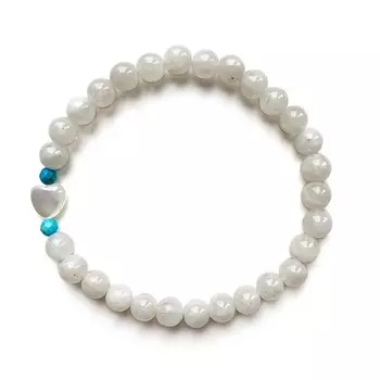 LAPUSH Браслет на резинке с натуральным лунный камень и сердцем