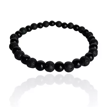 LAPUSH Браслет на руку с черным агатом и вулканической лавой