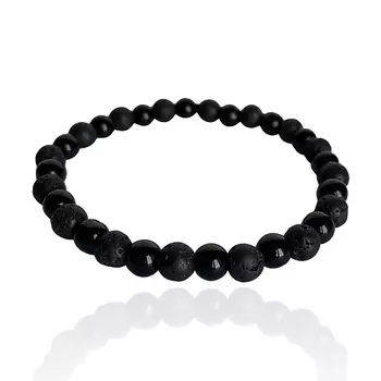 LAPUSH Браслет на руку с черным агатом и вулканической лавой