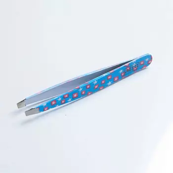 LAZETI Пинцет для бровей, нержавеющая сталь повышенной твёрдости, скошенная кромка, длина 95 мм