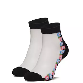 LE CABARET Носки с вышивкой "Встреча под цветочным дождем"