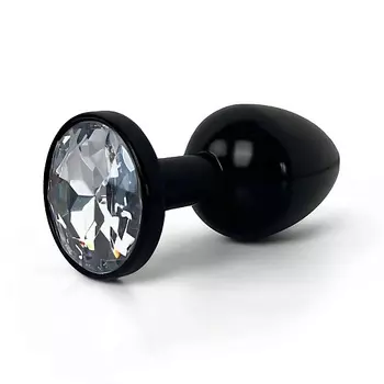 LE FRIVOLE Анальная пробка металлическая черная с белым кристаллом Fantasy Toys