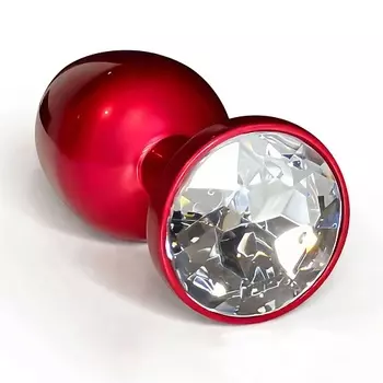LE FRIVOLE Анальная пробка металлическая красная с белым кристаллом Fantasy Toys