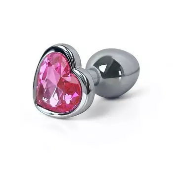 LE FRIVOLE Анальная пробка металлическая с розовым кристаллом в виде сердца Fantasy Toys