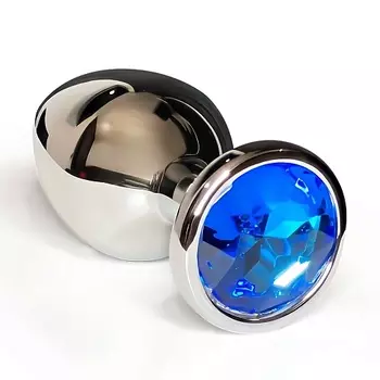 LE FRIVOLE Анальная пробка металлическая с синим кристаллом Fantasy Toys