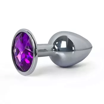 LE FRIVOLE Анальная пробка металлическая с фиолетовым кристаллом Fantasy Toys