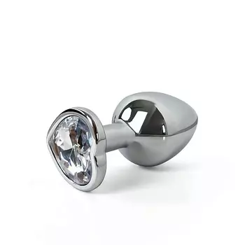 LE FRIVOLE Анальная пробка металлическая с белым кристаллом в виде сердца Fantasy Toys