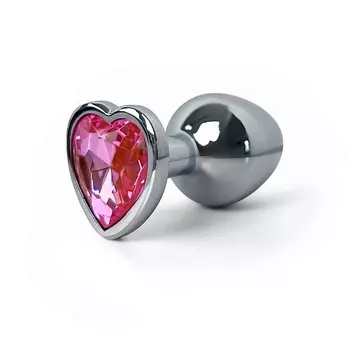 LE FRIVOLE Анальная пробка металлическая с розовым кристаллом в виде сердца Fantasy Toys