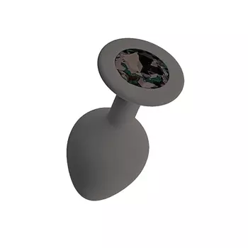 LE FRIVOLE Анальная пробка с черным кристаллом Gamma, цвет графитовый (CORE)