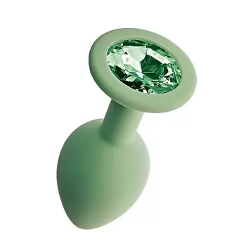 LE FRIVOLE Анальная пробка с зеленым кристаллом Gamma, цвет салатовый (CORE)